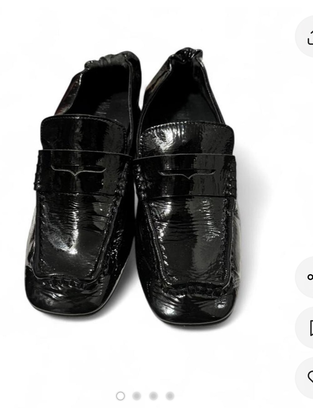 Steve Madden Black Crinkle Patent Loafers with Block Heel